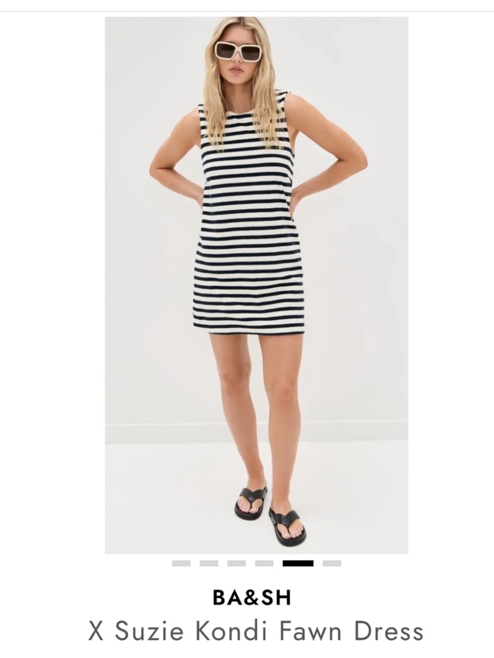 ba&sh Black and White Striped Sleeveless Mini Dress